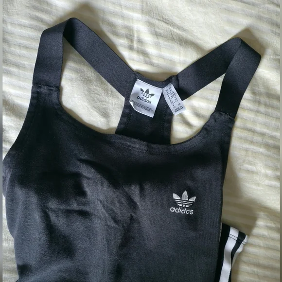Adidas Black Racerback Dress with White Stripes - Picture 4 of 4